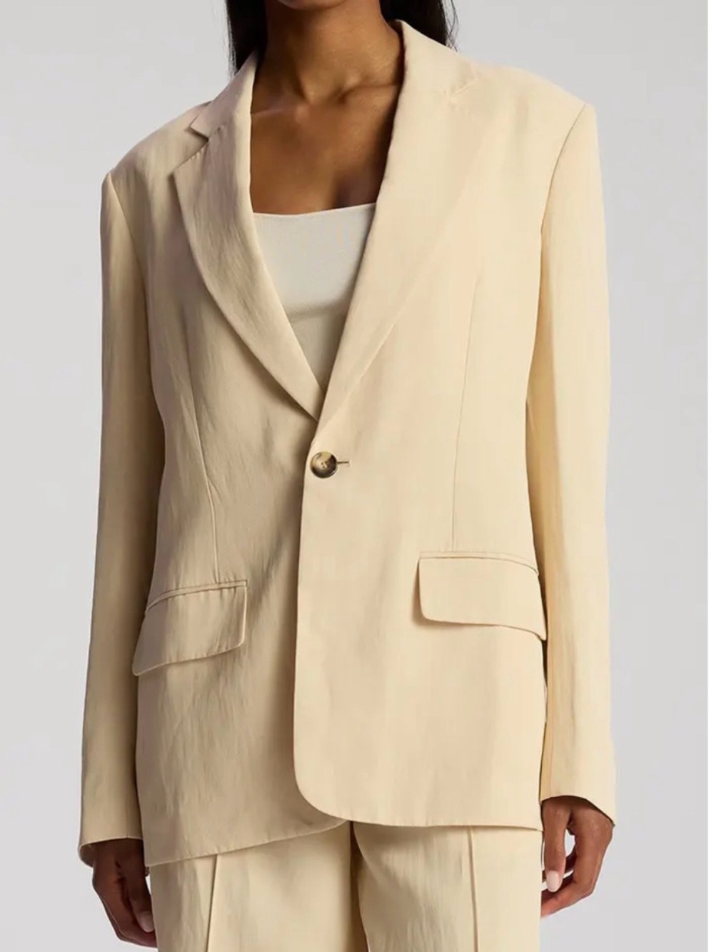 A.L.C. Cream Single-Button Notch Lapel Blazer